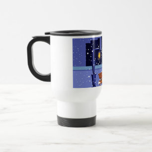 Mug De Voyage Paysage de Noël avec lampadaire, arbre et gif