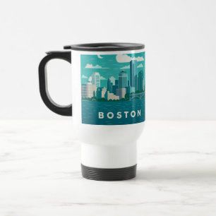 Mug De Voyage Paysage nocturne de la ville du Massachusetts Vi