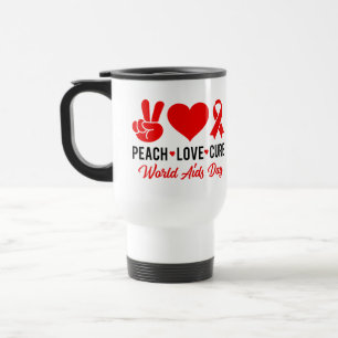 Mug De Voyage Peace Love Cure Sensibilisation au sida