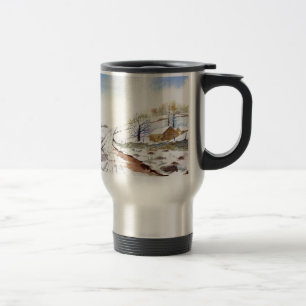 Mug De Voyage Peinture de paysage à l'aquarelle de chemin hivern