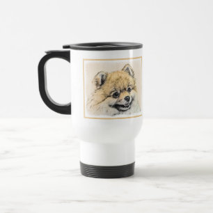 Mug De Voyage Peinture Poméranienne (orange) - Art Chien origina