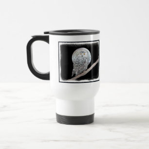 Mug De Voyage Peinture sur la Chouette neigeuse et la Lune - Art