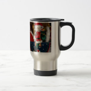 Mug De Voyage Père Noël de Noël à cheval avec de l'art de la nei