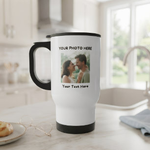 Mug de voyage personnalisé avec photo et texte