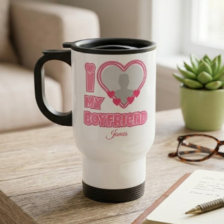 Mug De Voyage Personnalisé J'aime mon petit ami – Ajouter une ph