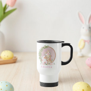 Mug de voyage personnalisé Lapin de Pâques au jard