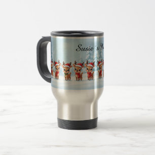 Mug de voyage personnalisé Renne, Nom personnalisé
