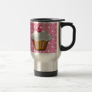 Mug De Voyage Petit gâteau de coupe-circuit avec la cerise rose