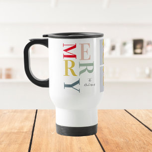 Mug De Voyage Photo Collage Et Joyeux Joyeux Coloré   Joyeux Fêt