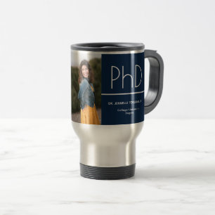 Mug De Voyage Photo de doctorat Blue White Graduation