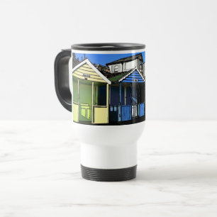 Mug De Voyage photo des cabanes de plage et du ciel bleu au bord