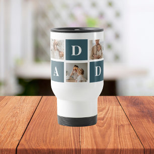 Mug De Voyage Photo et cadeaux de papa vert et de collage modern