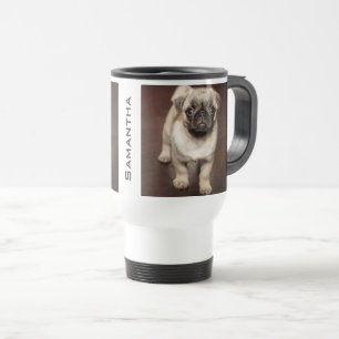 Mug De Voyage Photo mignonne personnalisée de chiot de carlin