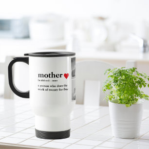 Mug De Voyage Photo & Texte Moderne Coeur Rouge Mère Cadeau