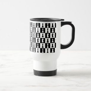 Mug De Voyage Pièces de jeu d'échecs motif noir et blanc