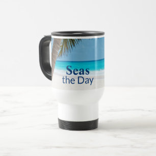Mug De Voyage Plage tropicale turquoise Seas the Day