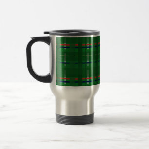 Mug De Voyage plaid en vert sur vert, rouge, bleu, or et argent