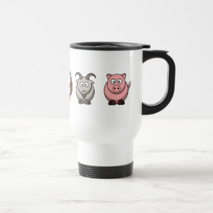 Mug De Voyage Porc de chèvre de hibou d'hippopotame de vache