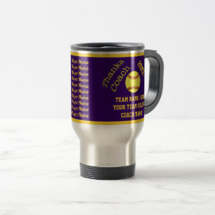 Mug De Voyage Pourpre or cadeau d'entraîneur du base-ball des