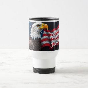 Mug De Voyage Pygargue à tête blanche avec drapeau américain Art