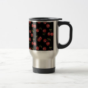 Mug De Voyage RAB Rockabilly Très Cerises Cerises Sur Fond Noir