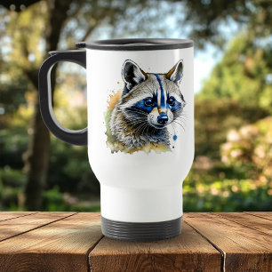 Mug De Voyage Raccoon à l'aquarelle