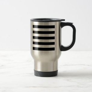 Mug De Voyage Rayures horizontales noires et blanches