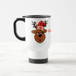 Mug De Voyage Renne mignon avec le casquette de Noël