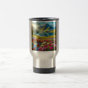 Mug De Voyage Ressort coloré/lac de montagne fleuri