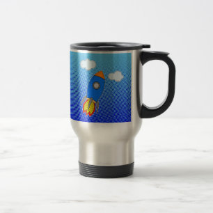 Mug De Voyage Roquette De Dessin Dans Le Ciel Bleu