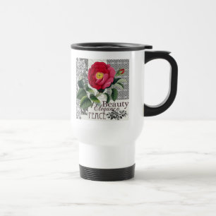 Mug De Voyage Rose Damask Joli Floral Antique