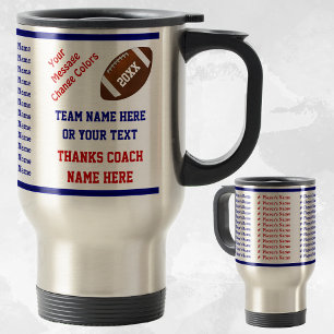 Mug De Voyage Rouge, Blanc et Bleu, Football Coach Idées Cadeaux