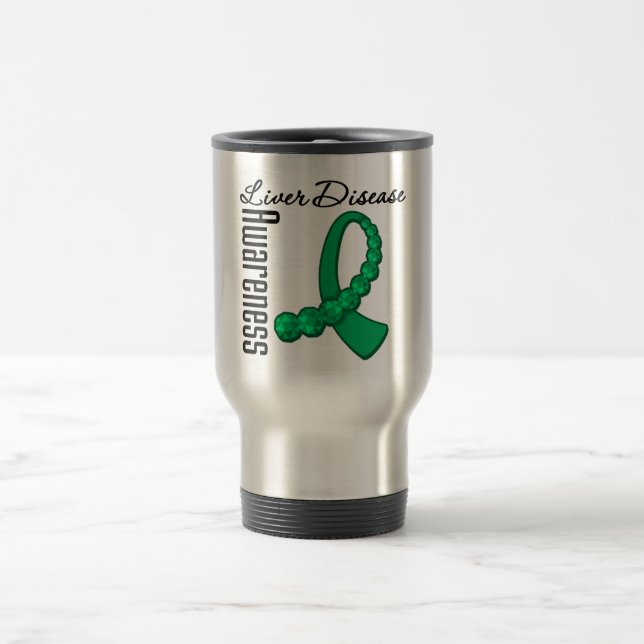 Mug De Voyage Ruban de pierre gemme de conscience d'affection (Centre)