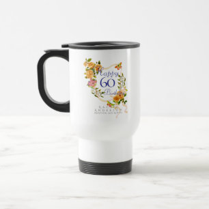 Mug De Voyage Ruban de rose d'or 60e anniversaire