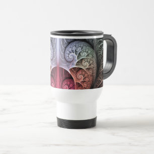 Mug De Voyage Rythme cardiaque, art fractal surréaliste abstrait