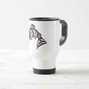 Mug De Voyage Saumon haïda d'Amérindien Red Black Art