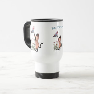 Mug De Voyage Siamese Cat Butterfly Daisy Personnalisé