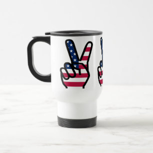 Mug De Voyage Signe de victoire avec le drapeau américain