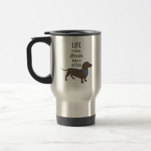 Mug De Voyage Silhouette Dachshund minimaliste devis personnalis
