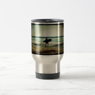 Mug De Voyage Silhouette Surfer de style vintage