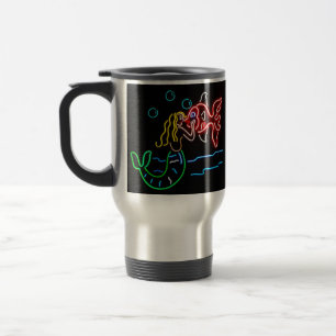 Mug De Voyage Sirène embrassant des poissons en néon