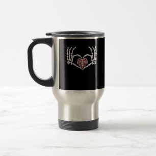 Mug De Voyage Skeleton Coeur main drôle Halloween Femmes Hommes
