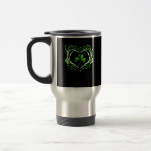 Mug De Voyage Skeleton Coeur main Shamrock Jour de la Saint Patr