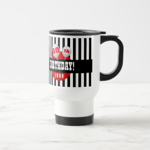 Mug De Voyage soixantième ROUGE NOIR A14A de rayures et de