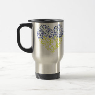 Mug De Voyage Spiral tourbillons mehandi coeur drapeau ukrainien