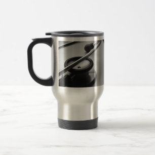Mug De Voyage Stéthoscope Médicale, noir et blanc