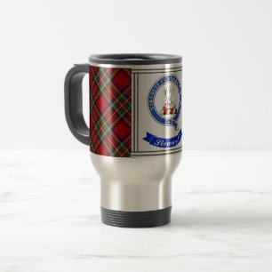 Mug De Voyage Stewart Clan Badge & Tartan Personnalisé