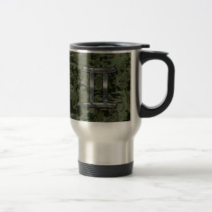Mug De Voyage SYMBOLE Zodiaque Gemini sur Camouflage numérique v