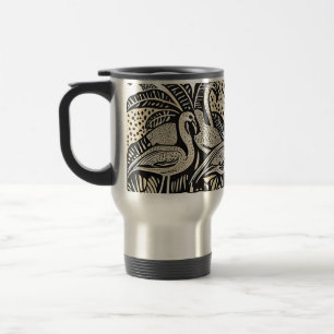Mug De Voyage Tapis design avec Flamants roses et palmiers