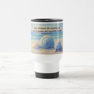 Mug De Voyage taza viaje caracolas de Mar con Versículo Romanos